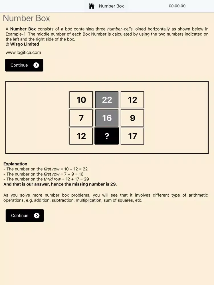 Capturas de tela do number-box iPad 